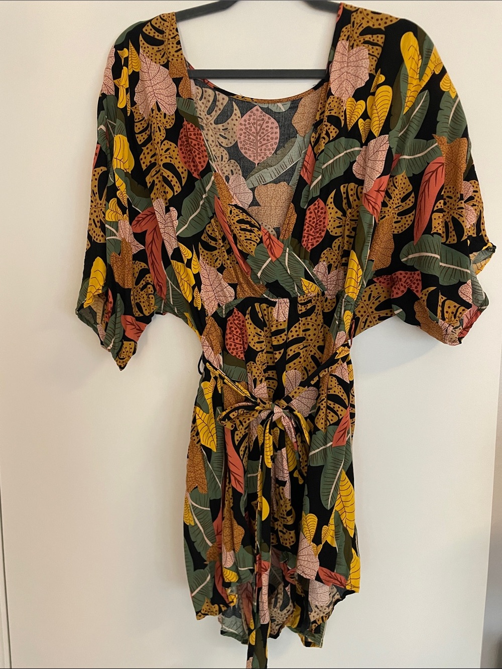 Cupshe Tropical Leaf Print Romper - Black Multi